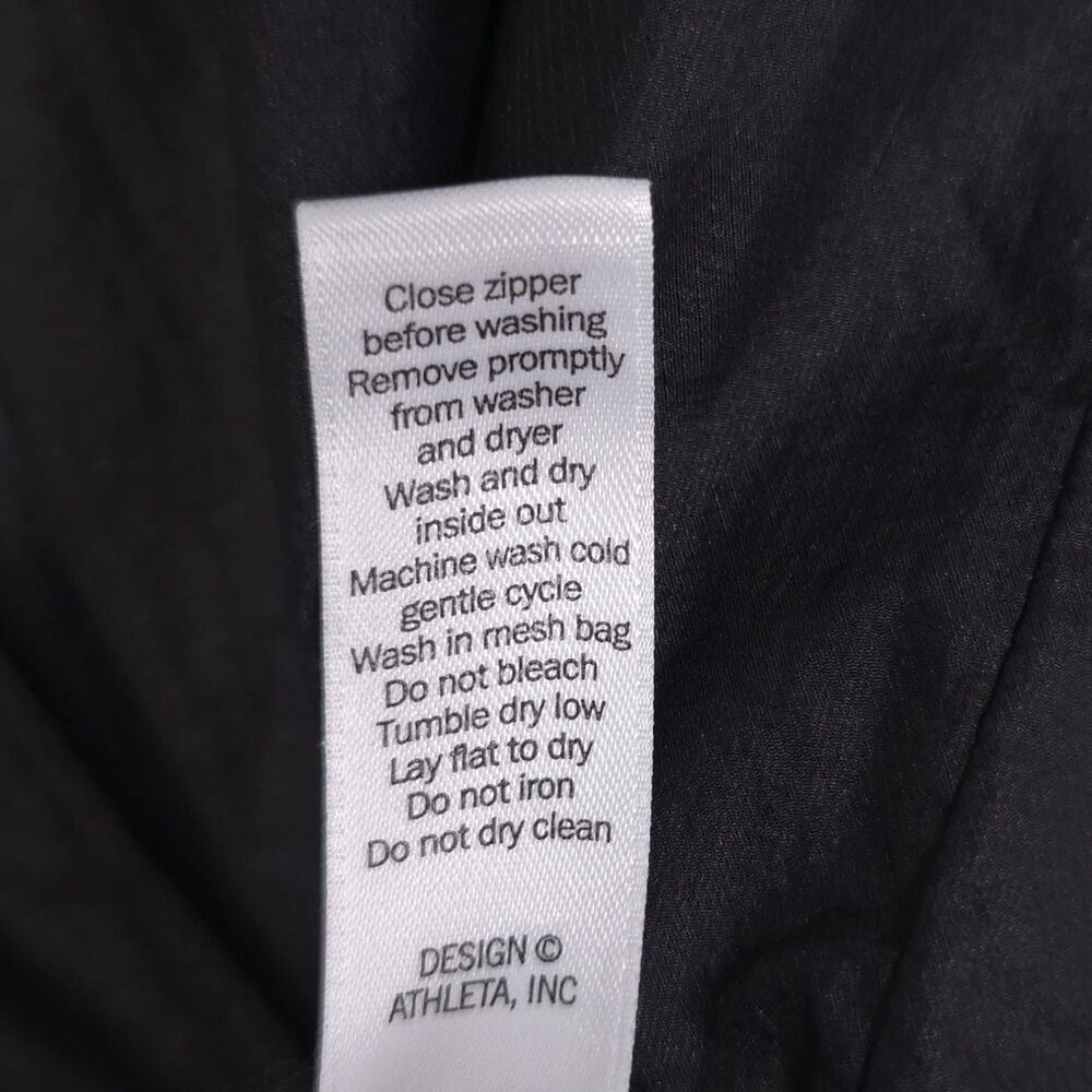 ATHLETA Women’s Jacket SMALL Black Windbreaker Hooded Full Zip Nylon 842603-04 - Picture 8 of 9